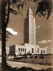 The Louisiana State Capitol, built by Huey Long's administration